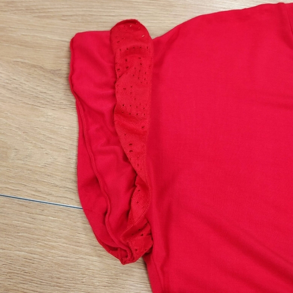 MATILDA JANE Enchanted Garden Dress Tiered Knit & Eyelet Red Oversized Small - Picture 5 of 13